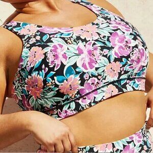 TORRID Floral Active Sports Bra Pullover Crossover Back Purple Multi Women's 4X